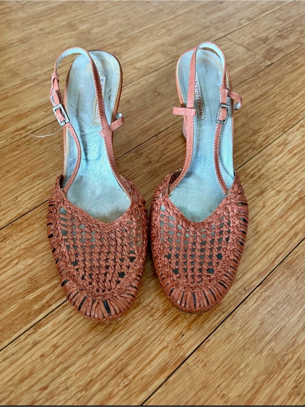 Woven Pink Slingback Heels